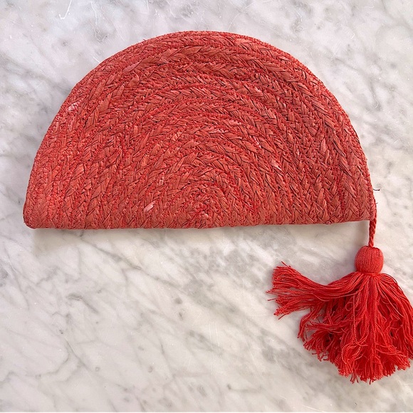 Roller Rabbit Romia Woven Raffia Half Moon Clutch - Picture 1 of 3